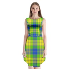 Spring Plaid Yellow Sleeveless Chiffon Dress  