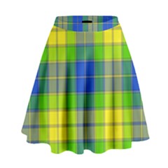 Spring Plaid Yellow High Waist Skirt