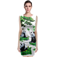 Cute Panda Cartoon Classic Sleeveless Midi Dress