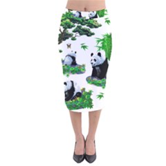 Cute Panda Cartoon Velvet Midi Pencil Skirt by Simbadda