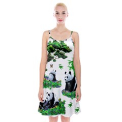 Cute Panda Cartoon Spaghetti Strap Velvet Dress