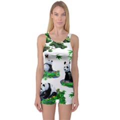 Cute Panda Cartoon One Piece Boyleg Swimsuit by Simbadda