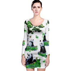 Cute Panda Cartoon Long Sleeve Bodycon Dress