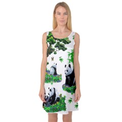 Cute Panda Cartoon Sleeveless Satin Nightdress by Simbadda