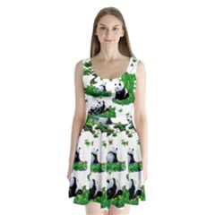 Cute Panda Cartoon Split Back Mini Dress 