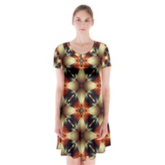 Kaleidoscope Image Background Short Sleeve V-neck Flare Dress