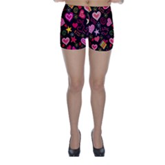 Love Hearts Sweet Vector Skinny Shorts