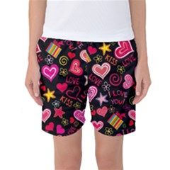 Love Hearts Sweet Vector Women s Basketball Shorts