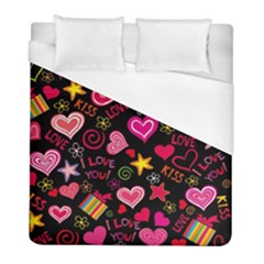 Love Hearts Sweet Vector Duvet Cover (full/ Double Size) by Simbadda