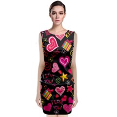 Love Hearts Sweet Vector Classic Sleeveless Midi Dress