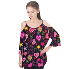 Love Hearts Sweet Vector Flutter Tees