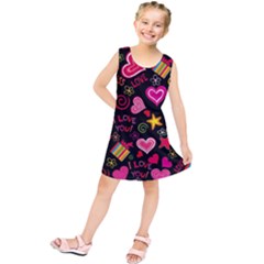 Love Hearts Sweet Vector Kids  Tunic Dress