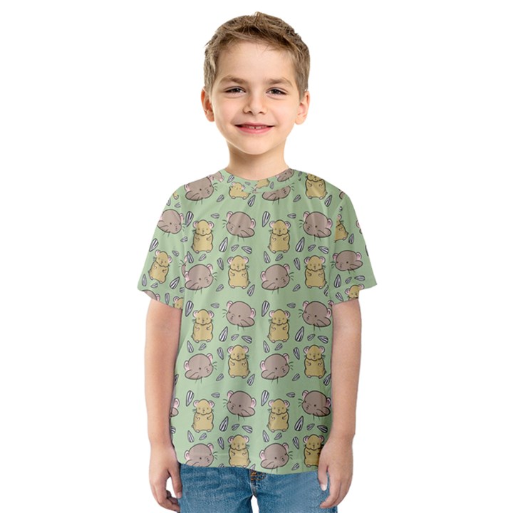 Cute Hamster Pattern Kids  Sport Mesh Tee