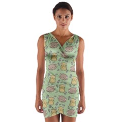 Cute Hamster Pattern Wrap Front Bodycon Dress by Simbadda