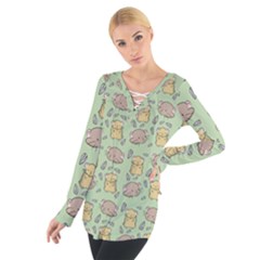 Cute Hamster Pattern Women s Tie Up Tee by Simbadda