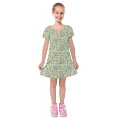 Cute Hamster Pattern Kids  Short Sleeve Velvet Dress