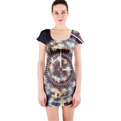 Science Fiction Background Fantasy Short Sleeve Bodycon Dress