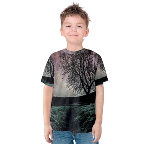 Sky Landscape Nature Clouds Kids  Cotton Tee by Simbadda