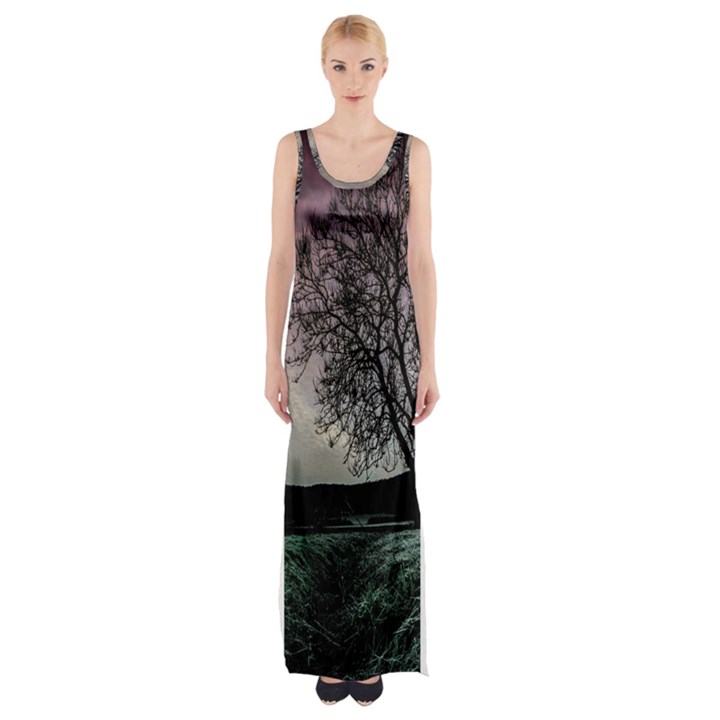 Sky Landscape Nature Clouds Maxi Thigh Split Dress