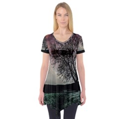 Sky Landscape Nature Clouds Short Sleeve Tunic 