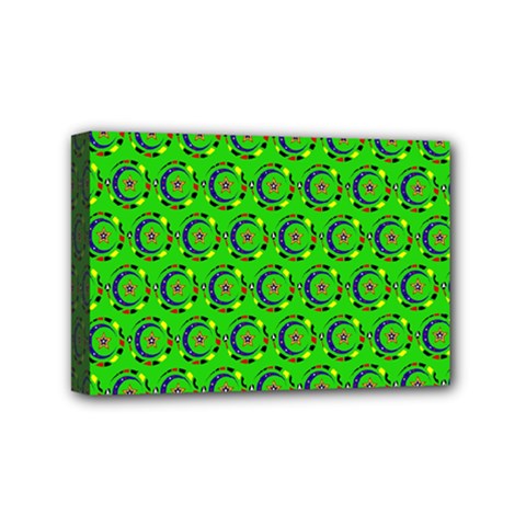 Green Abstract Art Circles Swirls Stars Mini Canvas 6  X 4 