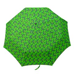 Green Abstract Art Circles Swirls Stars Folding Umbrellas