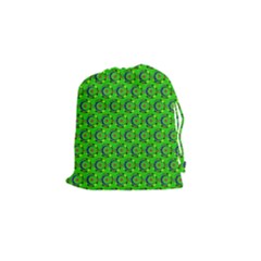 Green Abstract Art Circles Swirls Stars Drawstring Pouches (small) 