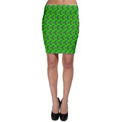 Green Abstract Art Circles Swirls Stars Bodycon Skirt