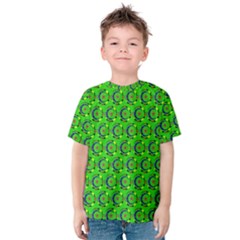 Green Abstract Art Circles Swirls Stars Kids  Cotton Tee