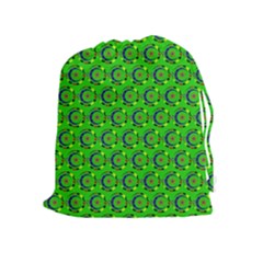 Green Abstract Art Circles Swirls Stars Drawstring Pouches (extra Large)