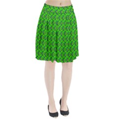 Green Abstract Art Circles Swirls Stars Pleated Skirt