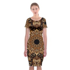 3d Fractal Art Classic Short Sleeve Midi Dress