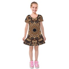 3d Fractal Art Kids  Short Sleeve Velvet Dress