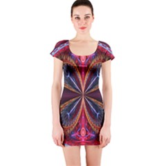 3d Abstract Ring Short Sleeve Bodycon Dress