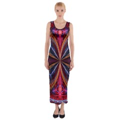 3d Abstract Ring Fitted Maxi Dress