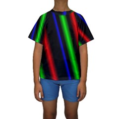 Multi Color Neon Background Kids  Short Sleeve Swimwear