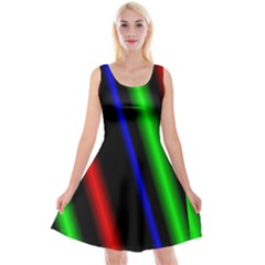 Multi Color Neon Background Reversible Velvet Sleeveless Dress by Simbadda