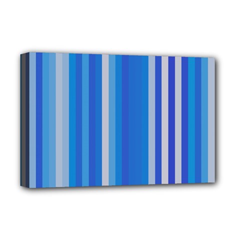 Color Stripes Blue White Pattern Deluxe Canvas 18  X 12  