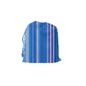 Color Stripes Blue White Pattern Drawstring Pouches (Small)  View2