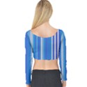 Color Stripes Blue White Pattern Long Sleeve Crop Top View2