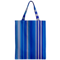 Color Stripes Blue White Pattern Zipper Classic Tote Bag