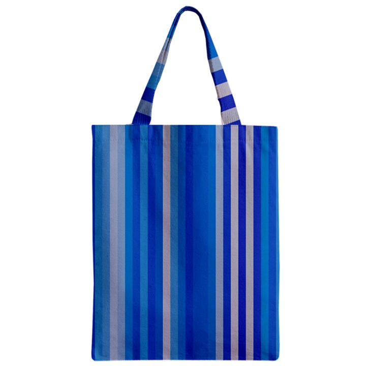 Color Stripes Blue White Pattern Zipper Classic Tote Bag