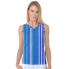 Color Stripes Blue White Pattern Women s Basketball Tank Top