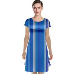 Color Stripes Blue White Pattern Cap Sleeve Nightdress by Simbadda