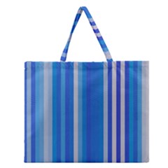 Color Stripes Blue White Pattern Zipper Large Tote Bag