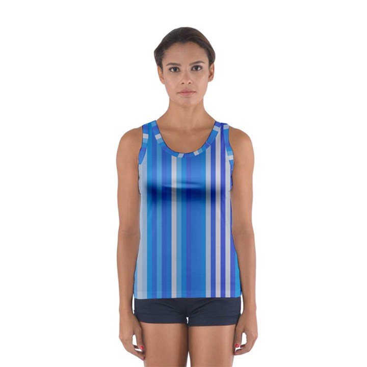 Color Stripes Blue White Pattern Women s Sport Tank Top 