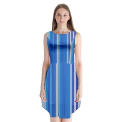 Color Stripes Blue White Pattern Sleeveless Chiffon Dress  