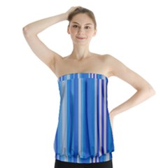 Color Stripes Blue White Pattern Strapless Top by Simbadda