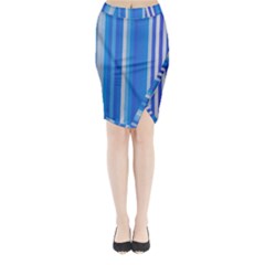 Color Stripes Blue White Pattern Midi Wrap Pencil Skirt