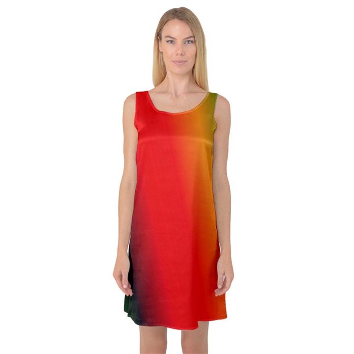 Multi Color Pattern Background Sleeveless Satin Nightdress